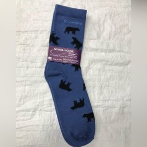 NWT Wheel House Wheelhouse Blue Socks Yosemite Park Bear RARE Size 6-8.5